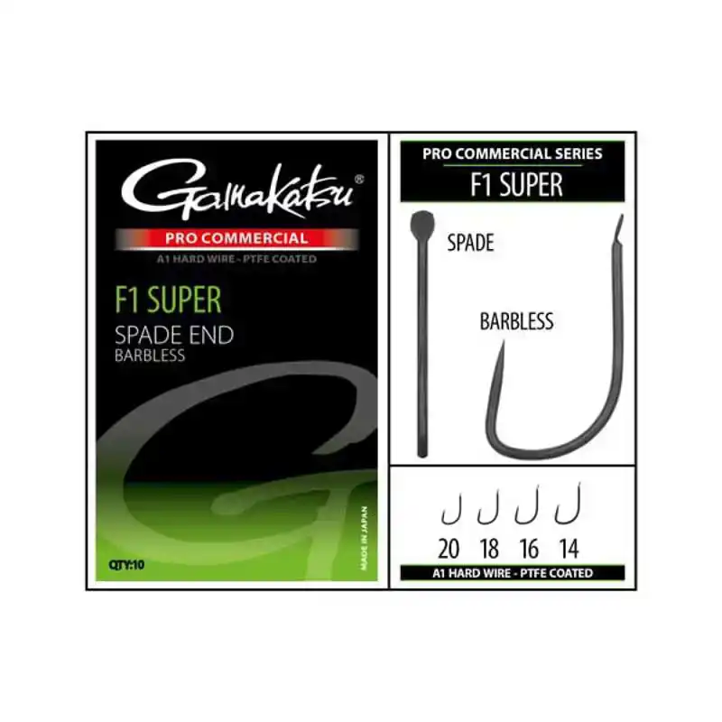 Favoriet Pro Commercial F1 Super Spade A1 Hooks - Barbless