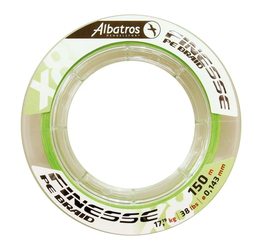 Fabrieksprijs Albatros Finesse X8 Braid Nfc Fluo Green 150 m - Gevlochten lijn 0.08 Mm