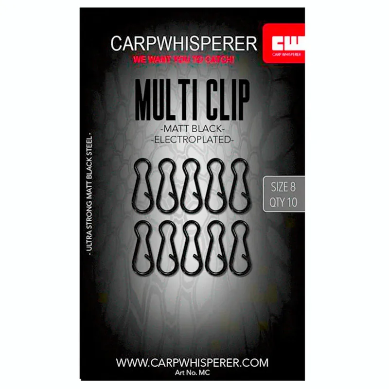 Carp Whisperer Multi Clip– 10 Pc - Karper kleinmateriaal - Matt Black Populair