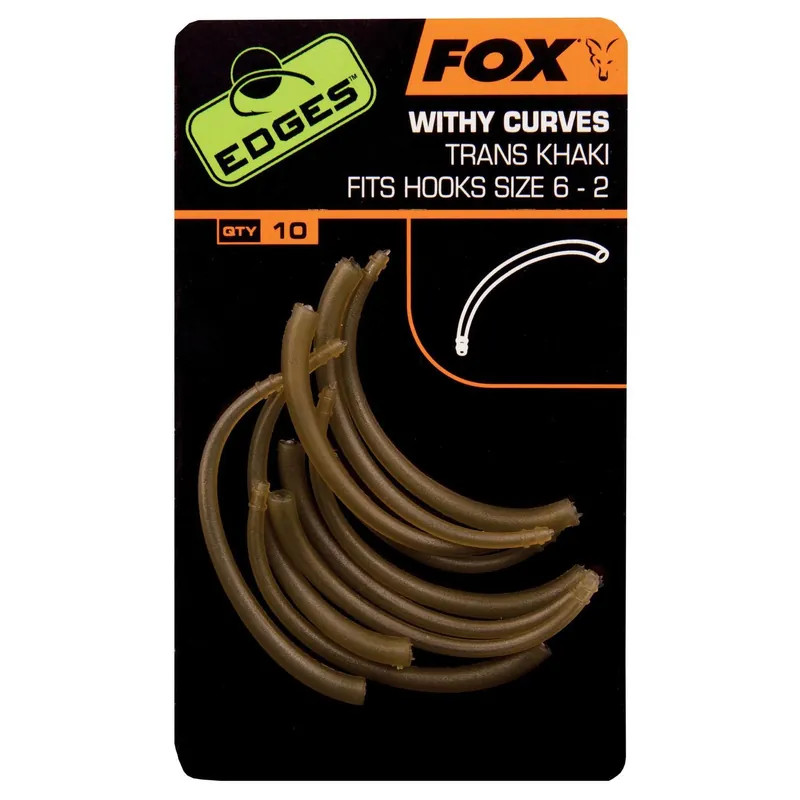 Fox Edges Withy Curve Adaptor Hook Sizes 6+ Trans Khaki X 10 - Rig componenten - 10 stuks Sizes 6+ Snelle Levering