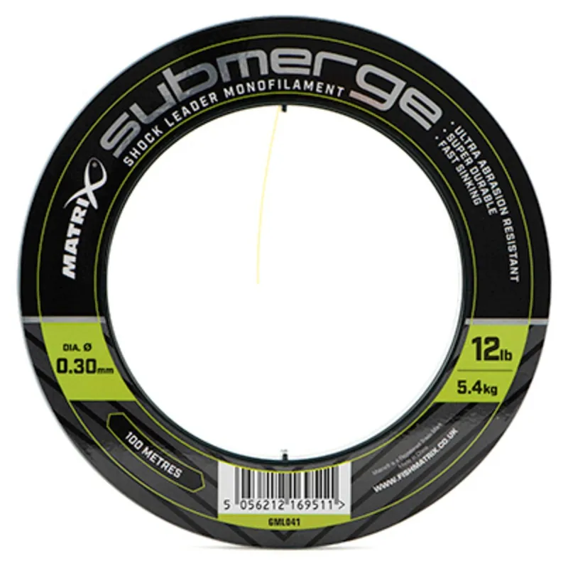 Populair Matrix Submerge Shock Leader Monofilament - 12lb - 5.4kg 0.30mm (100m) - Leader -