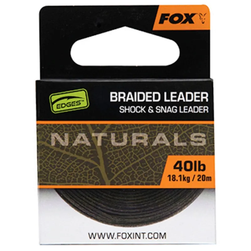 Fox Naturals Braided Leader X20m 40lb/18.1kg - Leader - Meest Verkocht