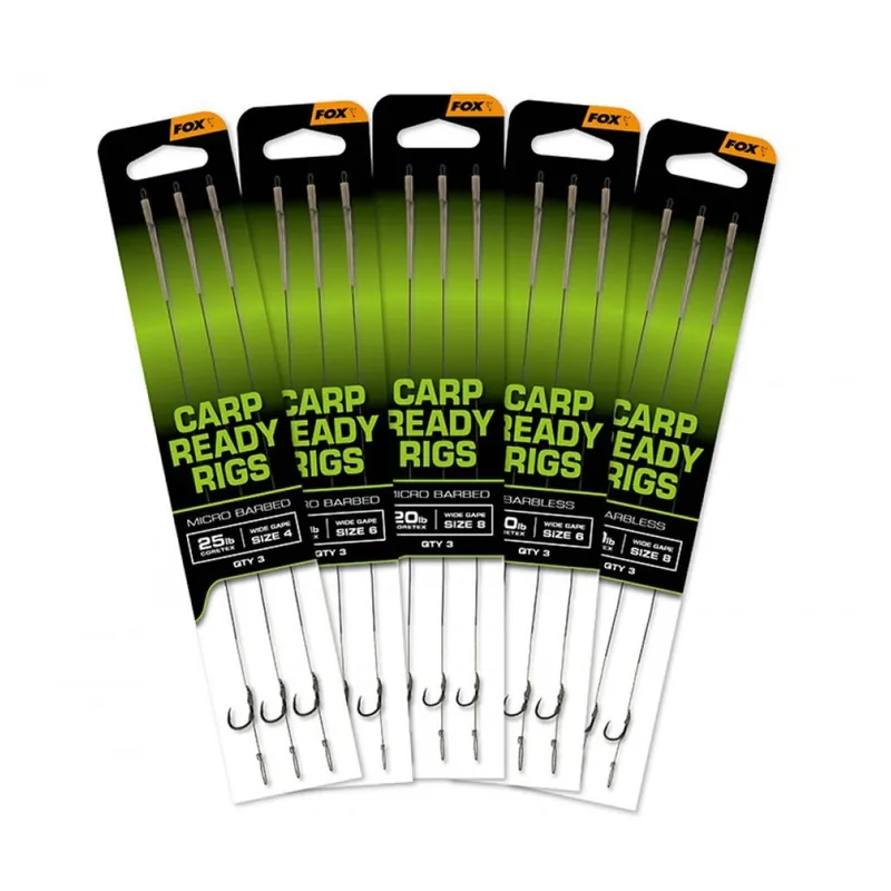 Fox Carp Ready Rigs X 3 - Wide Gape - Rig - 20 lb Size 6 Weekendaanbieding