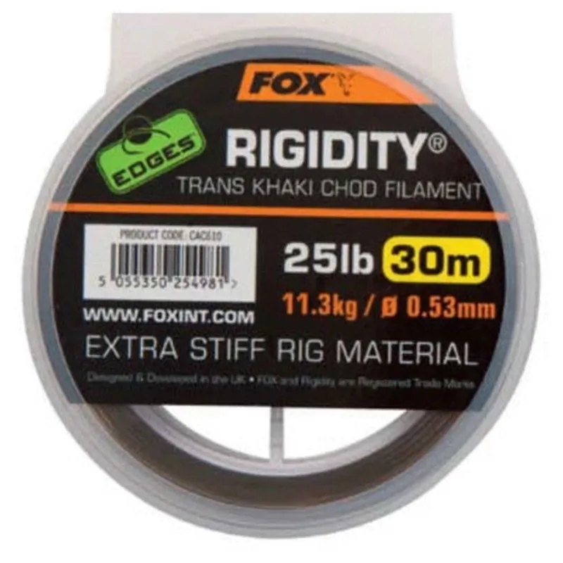 Fox Edges Rigidity Chod Filament 30m Trans Khaki - Onderlijn- & leadermateriaal - 0.53 mm 25 lb Snelle Levering