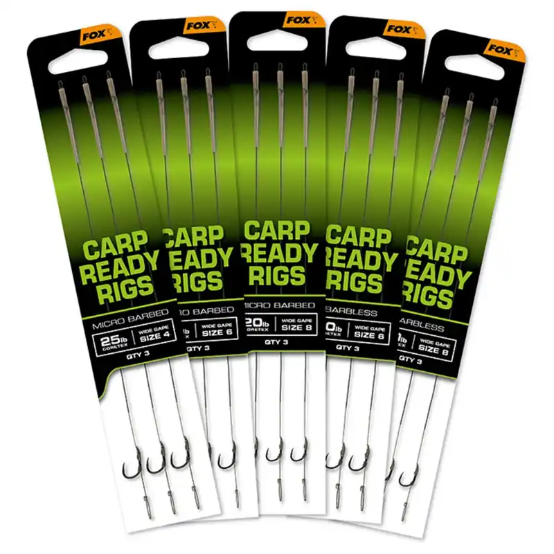 Fox Carp Ready Rigs X 3 - Wide Gape - Rig - 25 lb Size 4 Aanbieding