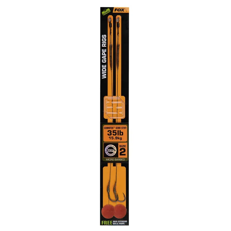 Speciale Aanbieding Fox Wide Gape 2 - 35lb Camotex Semi Stiff X 2 - Onderlijnen - 35 lb Size 2