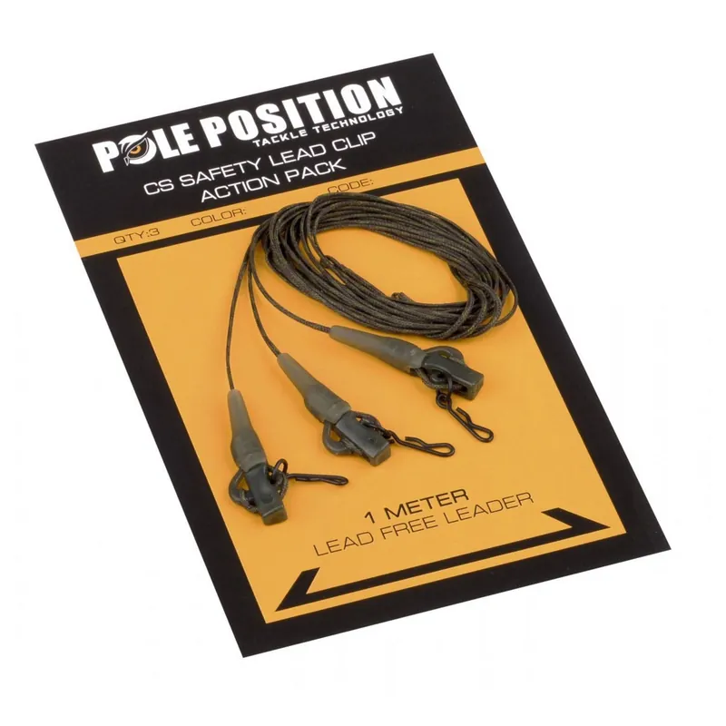 Superprijs Pole Position Leadclip Set + Leader 65lb Silt - Vislijn -