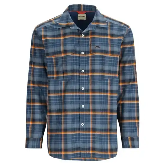 Simms ColdWeather Shirt Neptune/Sun Glow Ombre Plaid XL Lage Prijs