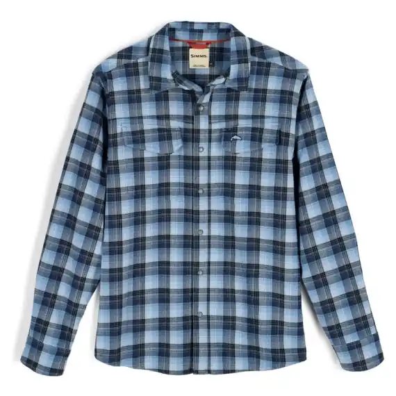 Simms Gallatin Flannel Shirt Kennebec Pld Steel Blue - S Koopje