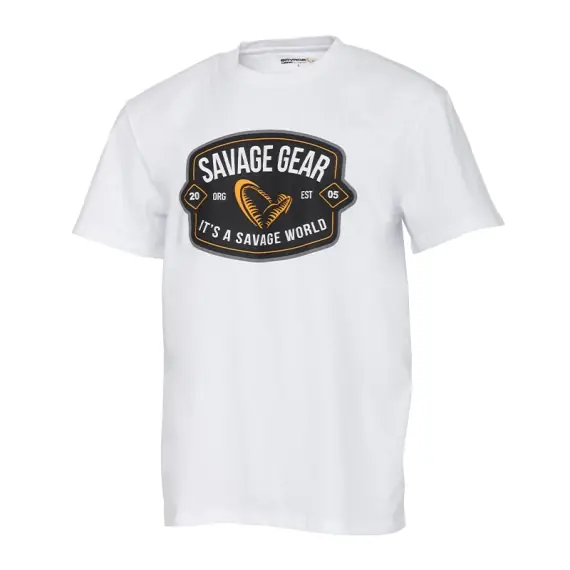 Aanbieding Savage Gear Badge Logo Tee White - S