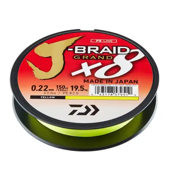 Flitsaanbieding Daiwa J-braid Grand X8 0.35mm 135m Yellow 79LB