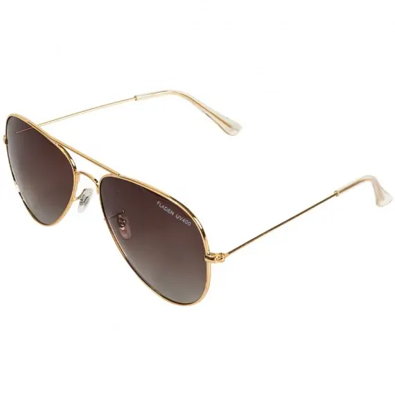 Premium Fladen Polarized Sunglasses Focus Gold Frame Brown Lens
