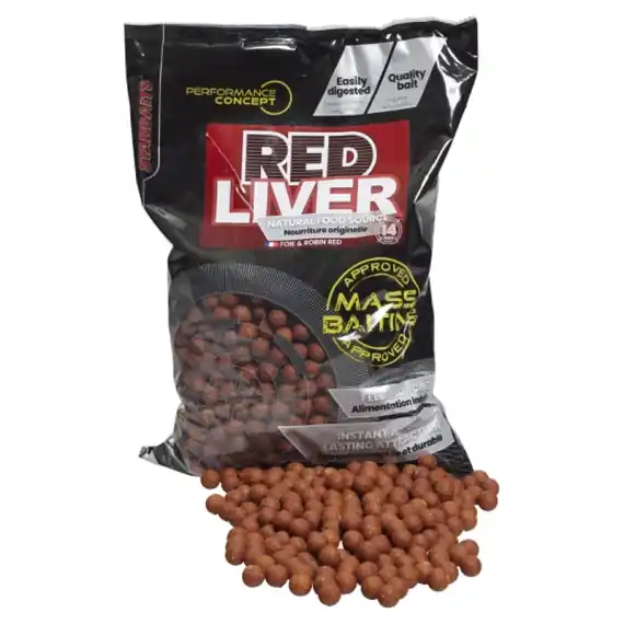 Koop Vandaag Starbaits PC Red Liver Mass Baiting Boilies 3kg - 14mm