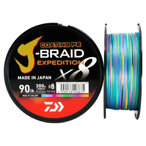 Premium Daiwa J-Braid Expedition x8E 500m Multi Color - 0.42mm