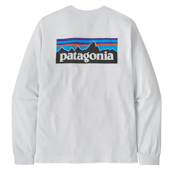 Speciale Aanbieding Patagonia M's L/S P-6 Logo Responsibili-Tee White - XL