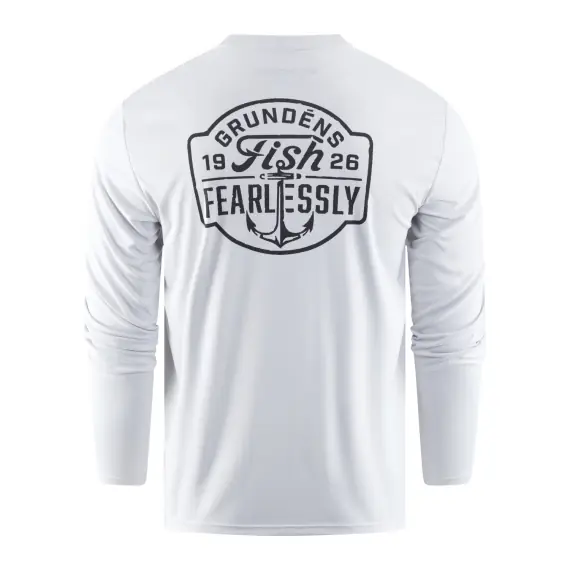 Grundéns Fish Fearlessly LS Tech Tee Grey Mist - L Direct Beschikbaar