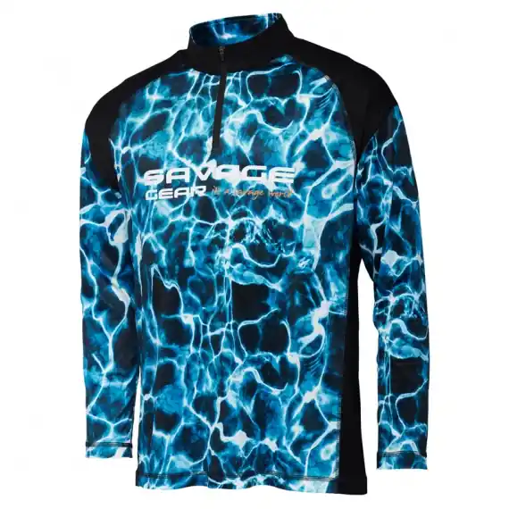 Savage Gear Marine UV Long Sleeve Tee, Sea Blue - L Voordeelprijs