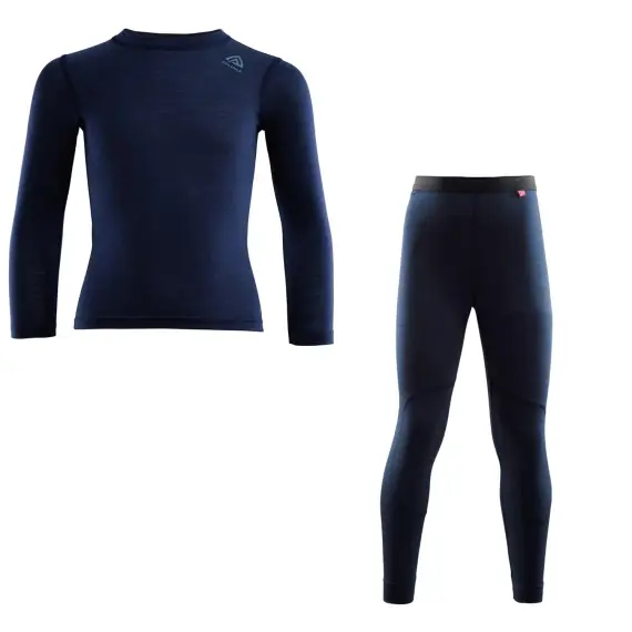 Aclima LightWool 140 Crewneck & Longs Kids Navy Blazer Bestseller