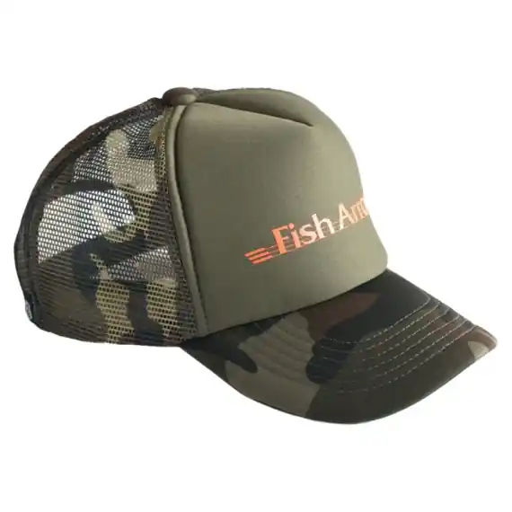 Fish Arrow Mesh Cap Green Camo/Orange logo Gecertificeerd