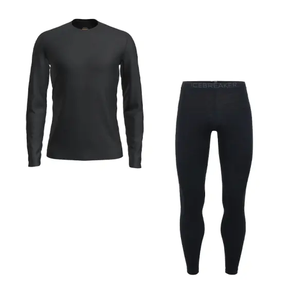 Icebreaker Mens 200 Oasis LS Crewe & Leggings Black Alleen Vandaag