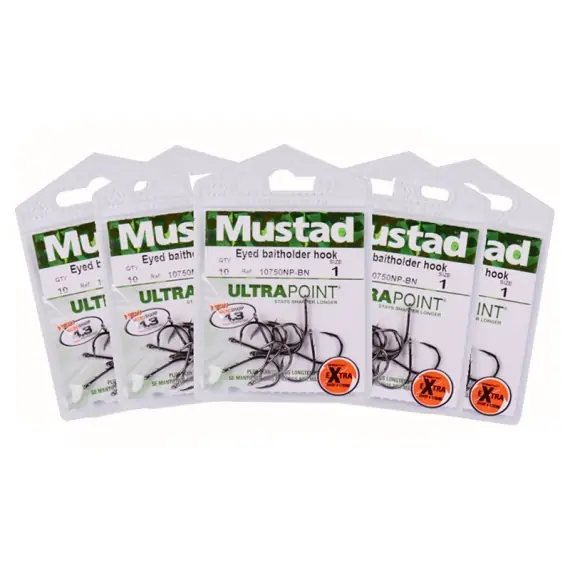 Mustad Eyed Baitholder Hook Pack x5 Favoriet