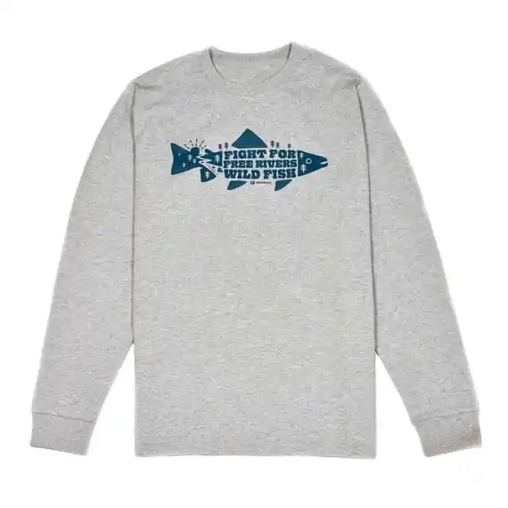 Op = Op Frödin 'Free Rivers & Wild Fish' Long-Sleeve T-Shirt - Heather Grey - S