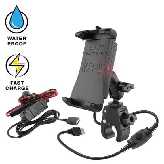 Direct Beschikbaar RAM Quick-Grip Waterproof QI wireless charger inc. claw & MC cabling (B-ball)