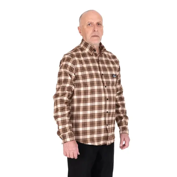 SQRTN TGN Patch Flanell Shirt Sand - M Gereduceerde Prijs