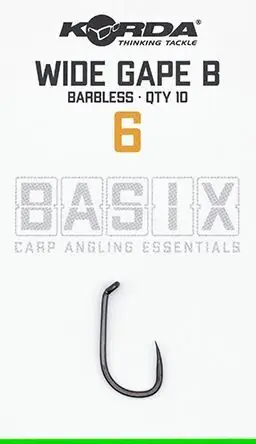 Flitsaanbieding Korda Basix Wide Gape Barbless 6