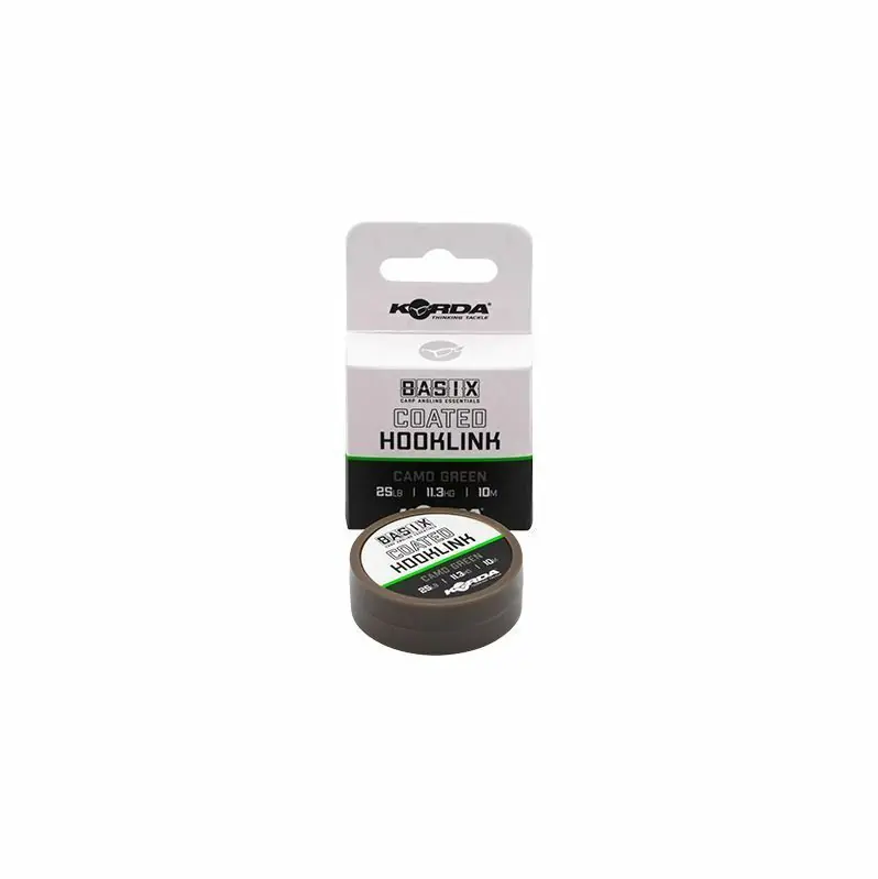Rechtstreeks Van De Fabrikant Korda Basix Coated Hooklink 25lb 10m Camo Green