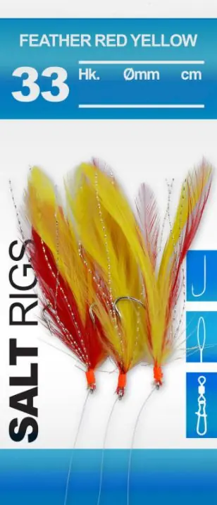 Spro 33 Salt Rig Feather Red Yellow 2/0 3 Hooks Weekendaanbieding