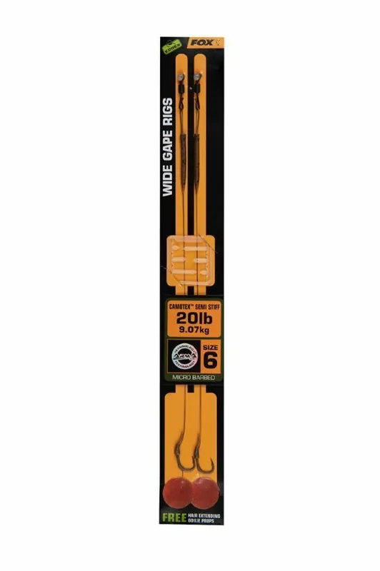 Fox Edges Wide Gape 6 - 20lb Camotex Semi Stiff x 2 Korting