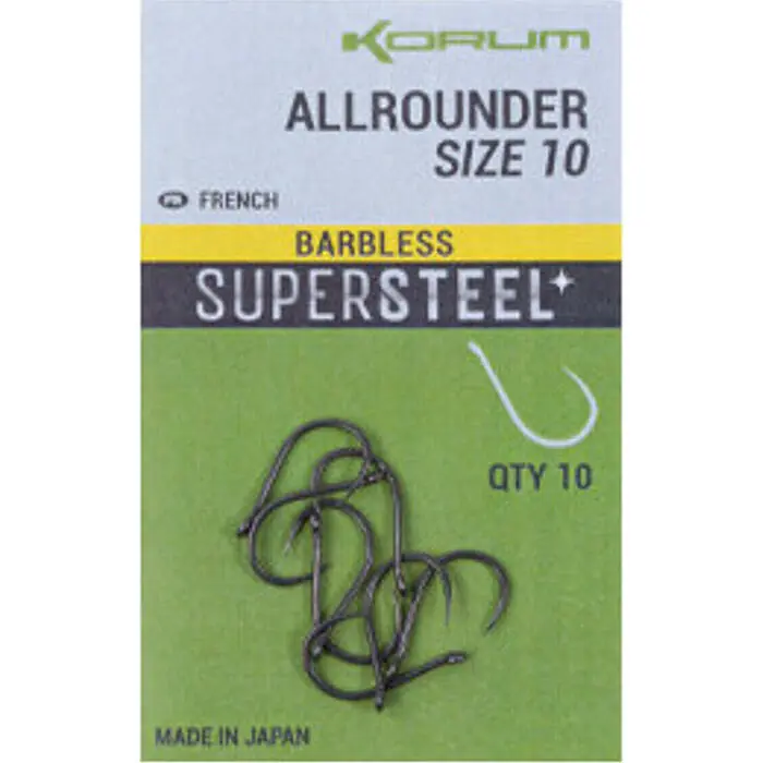 Bestseller Korum Supersteel Allrounder Hooks #10 Barbless - Voorradig