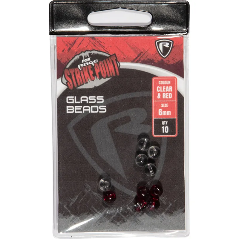 Fox Rage Rage Strike Point 6mm Clear and Red Glass Beads Alleen Vandaag