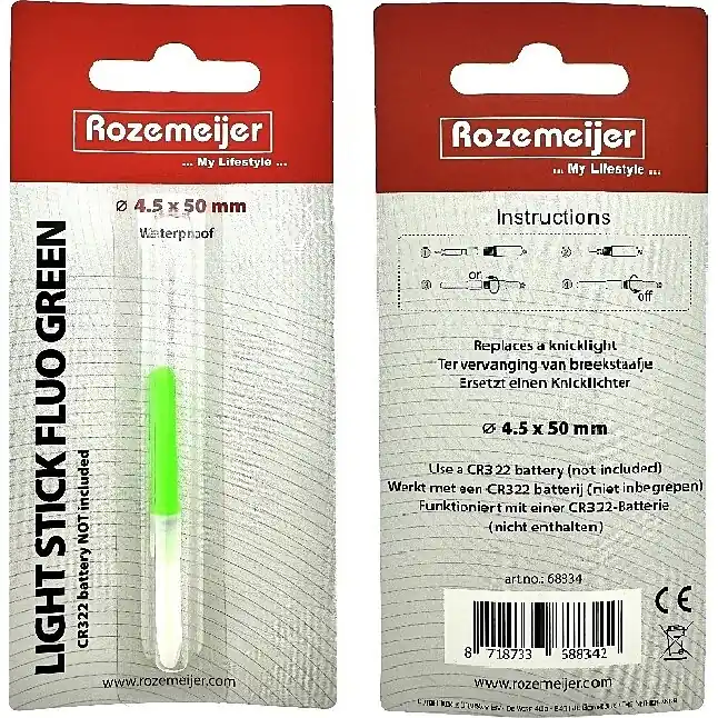 Rozemeijer Light Stick Fluo Green size 4.5x50mm 1pcs (ex. CR322 battery) - Voorradig Express Levering