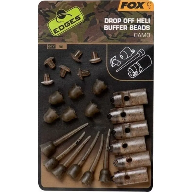 Fox Edges Camo Drop Off Heli Buffer Bead Kit x 6 Groen Flitsaanbieding