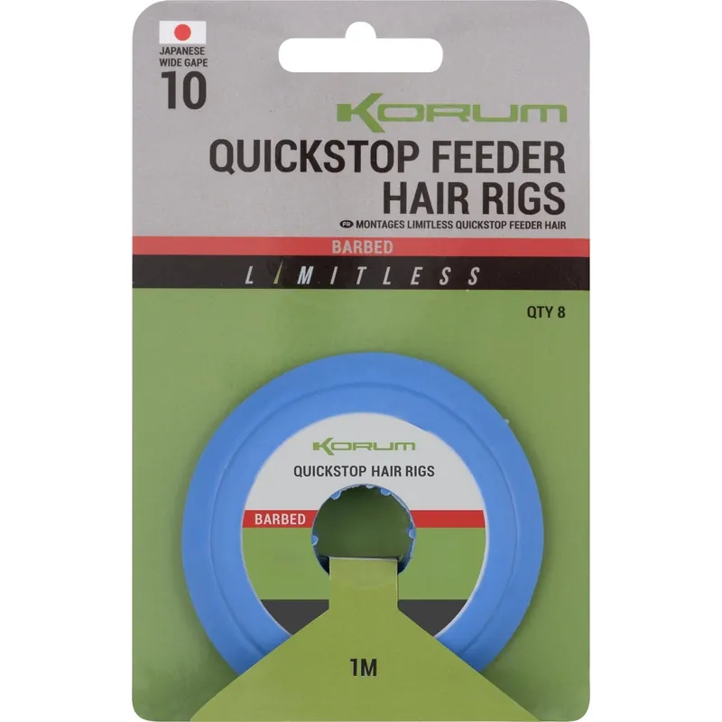 Favoriet Korum Limitless Quickstop Feeder Hair Rigs 100cm 0.21mm #12 - Voorradig