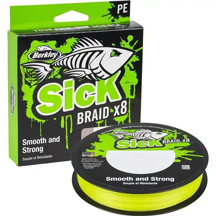 Berkley Sick Braid 8 HV Yellow 300m 0.10mm Tijdelijk Beschikbaar