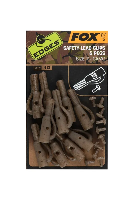 Fox Edges Camo Safety Lead Clips & Pegs Size 7 Nieuw