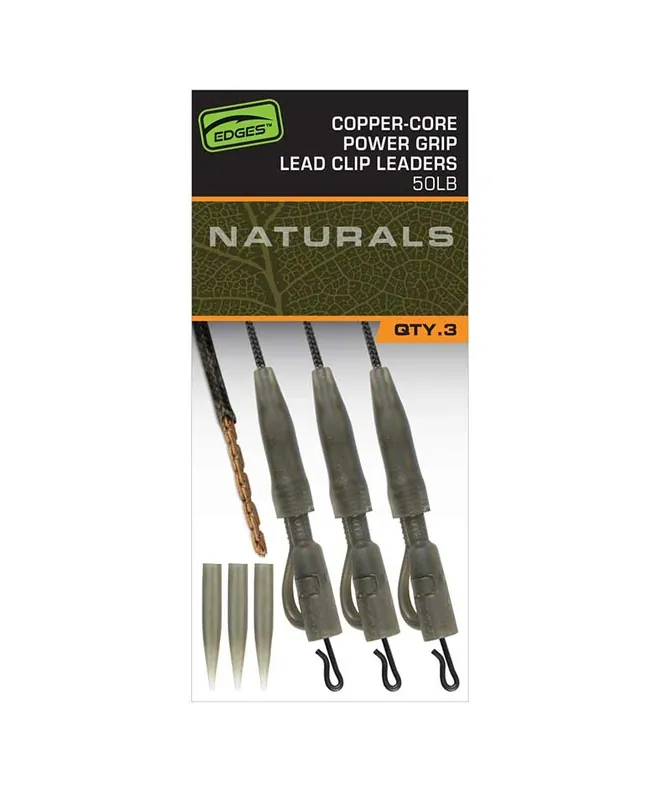 Fox Edges Naturals Copper-Core Power Grip Leadclip Leaders Premium