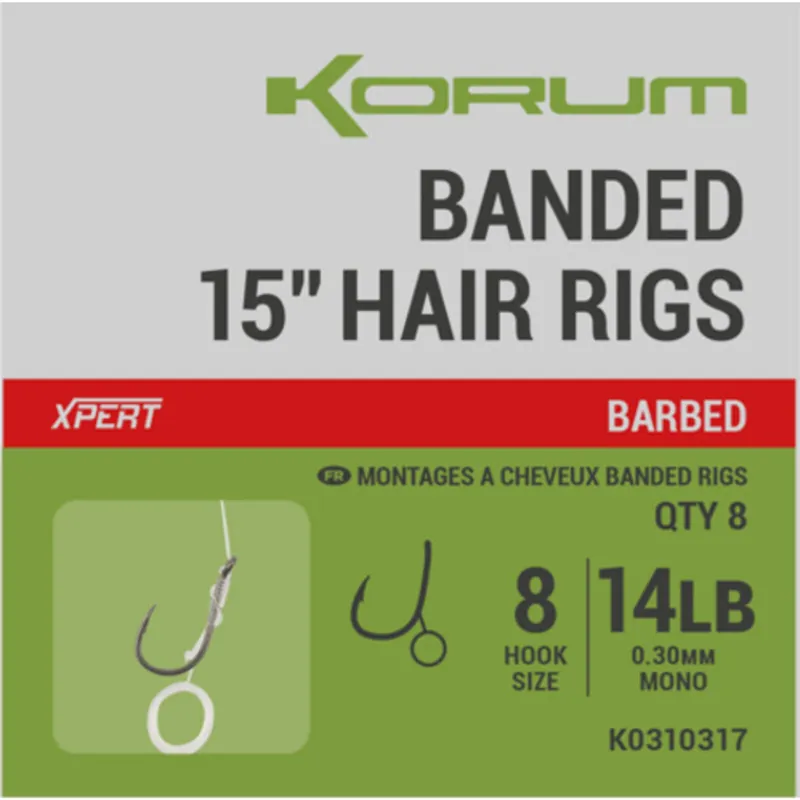 Op = Op Korum Banded Hair Rigs Barbed 38cm