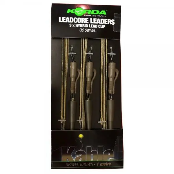 Korda Leadcore Leaders Hybrid Lead Clip QC Swivel Gravel Brown Must-Have