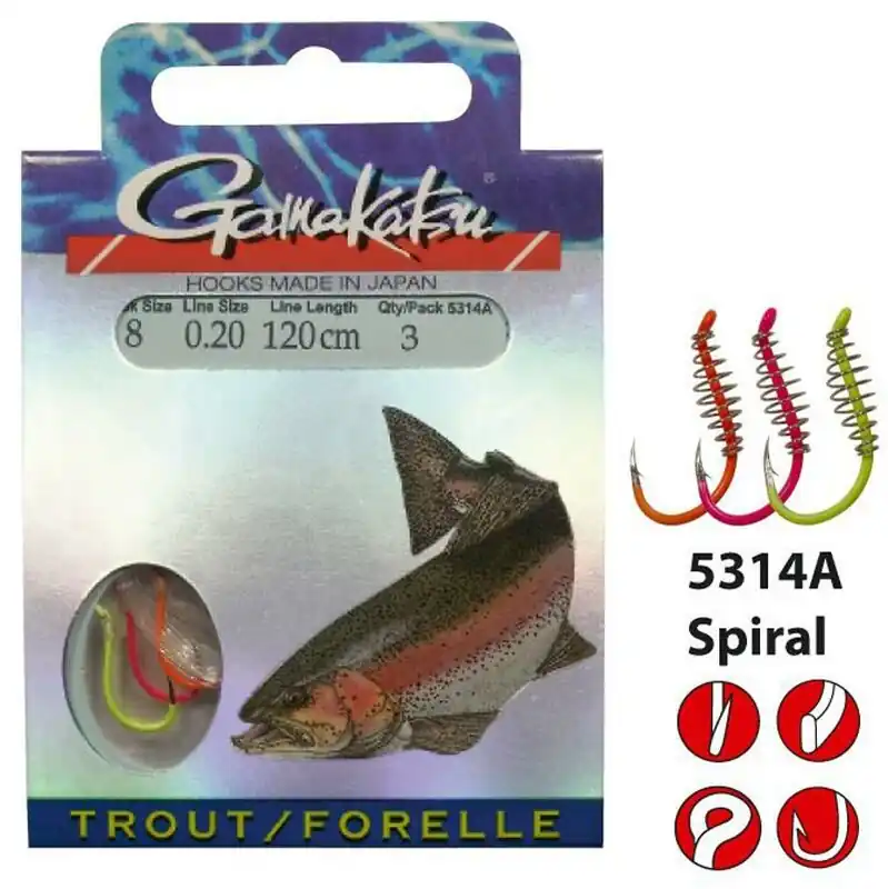 Gamakatsu LS-5314A Spiral Forel Onderlijn 120cm Size 08/0.20mm Lage Prijs