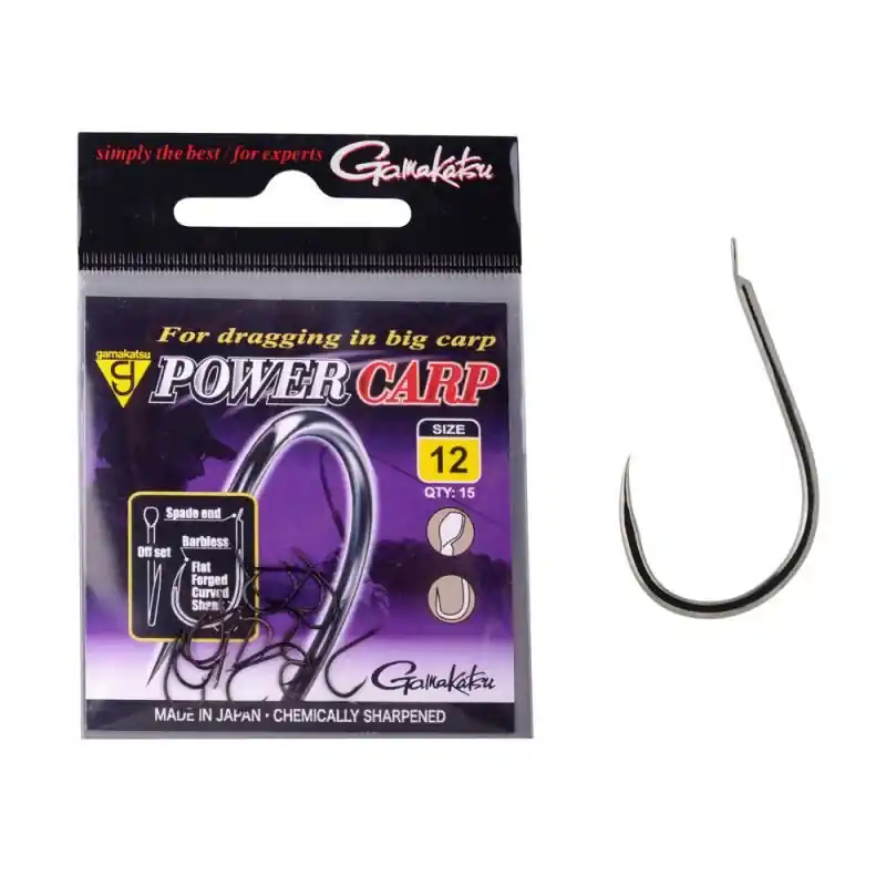 Gamakatsu Power Carp Flatted Eye Barbless Haak Size 10 Favoriet