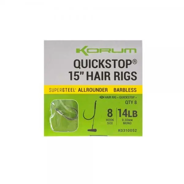 Korum Big Fish Quickstop Hair Rigs 15'' Barbless Size 10 Alleen Vandaag