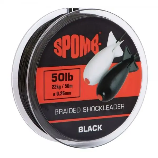 Laatste Versie Spomb Braided Spod Leader Black 50m 22kg/50lb
