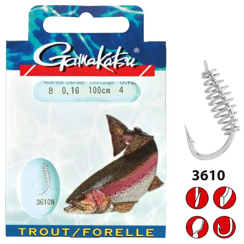 Gamakatsu LS-3610 Spiral Forel Onderlijn 60cm Size 08/0.20mm Beperkte Voorraad