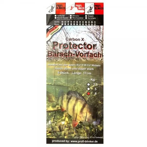 Hoge Kwaliteit Profiblinker Carbon-X Protector Baars Onderlijn 17cm 5st 5.0kg