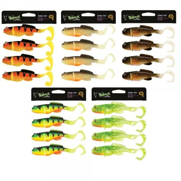 Aanbieding Fox Rage Grondel Twist Mega Deal 10cm 5 kleuren 20 shads