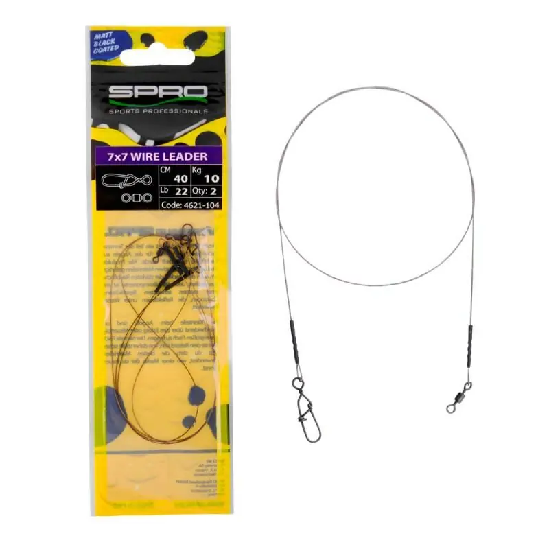 Spro Matt Black Leader 7x7 Wire 20cm/5kg 0.27mm Alleen Vandaag